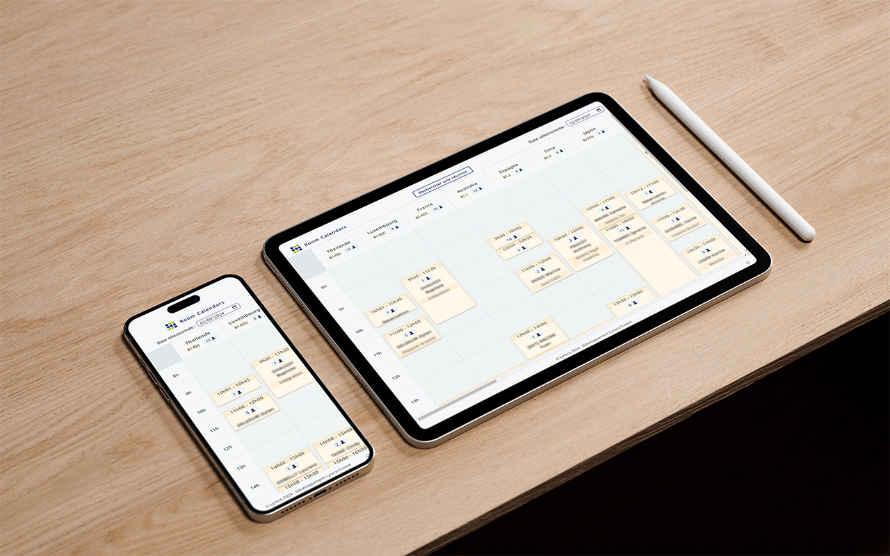 A Mockup of the RoomCalendars application.