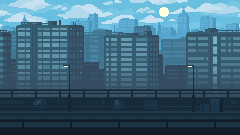 Thumbnail of the vertical parallax component, representing a city in pixel art.